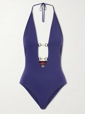 GUCCI Horsebit plunging haltered swimsuit
